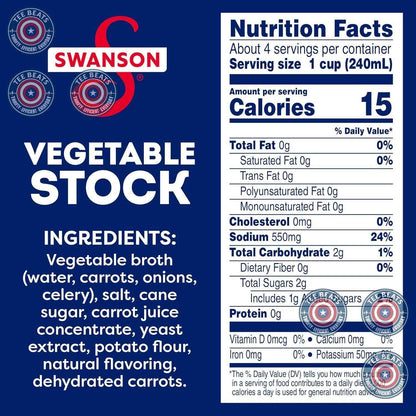 Swanson Gluten Free Vegetable Stock – Streamlined Cooking Liquid for Clean Counter Cooking