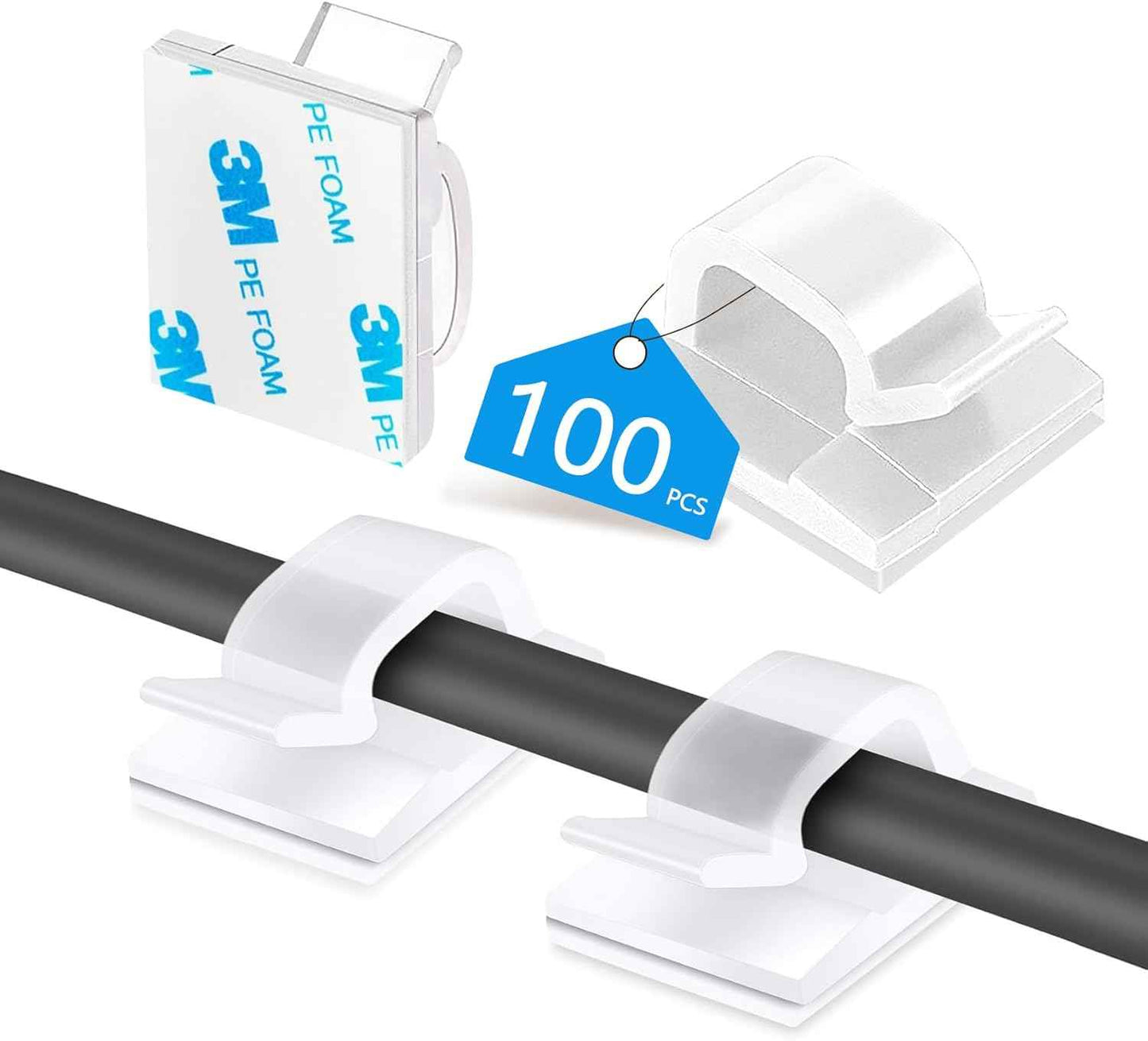Cable Tidy Co. 100-Pack Cord Clips – Practical Housewarming Gift for New Homeowners