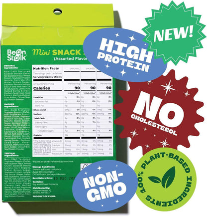 Bean Stalk Savory Vegan Mini Snack Sticks - Assorted Flavors - Wholesome Jerky Alternative for Clean Eating Rituals