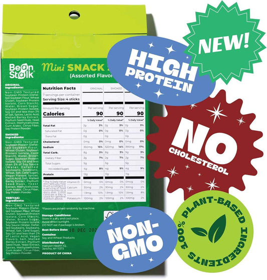 Bean Stalk Savory Vegan Mini Snack Sticks - Assorted Flavors - Wholesome Jerky Alternative for Clean Eating Rituals