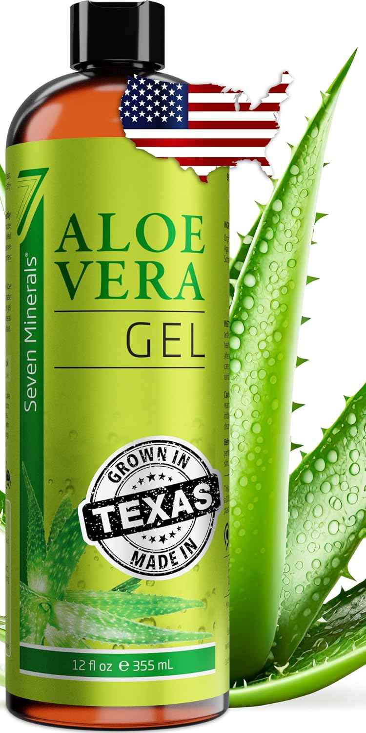 Seven Minerals Organic Aloe Vera Gel – Beach Bag Sunburn Relief for Poolside and Lake Day Aftercare