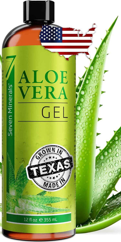 Seven Minerals Organic Aloe Vera Gel – Beach Bag Sunburn Relief for Poolside and Lake Day Aftercare