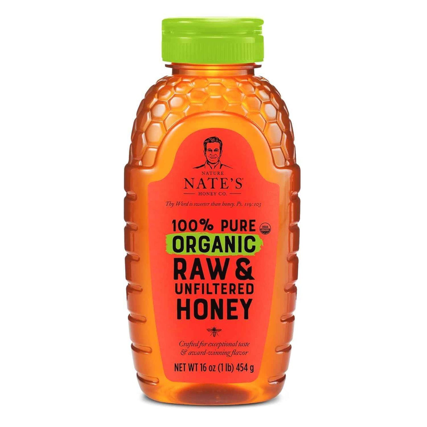 Nate's Organic Pure Honey – Minimalist Kitchen Pantry Staple, Clean-Label Sweetener for Coffee and Baking