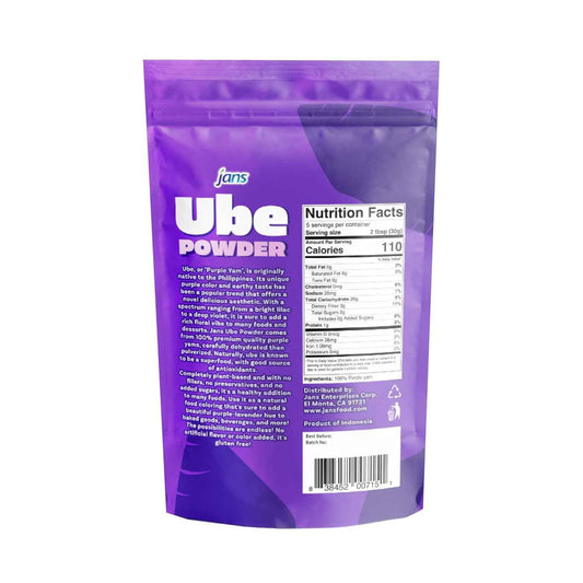 Jans Ube Powder for Baking, 5 oz | Pure Single-Ingredient Yam for Wholesome Family Desserts