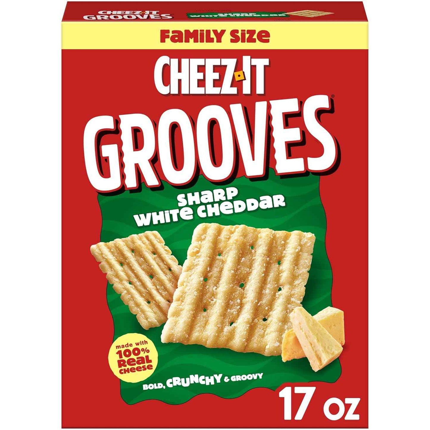 Cheez-It Grooves Crunchy Cheese Crackers – Fun Snack Care Package for College Students, Office Secret Santa, and Housewarming, 3.25oz 6-Pack