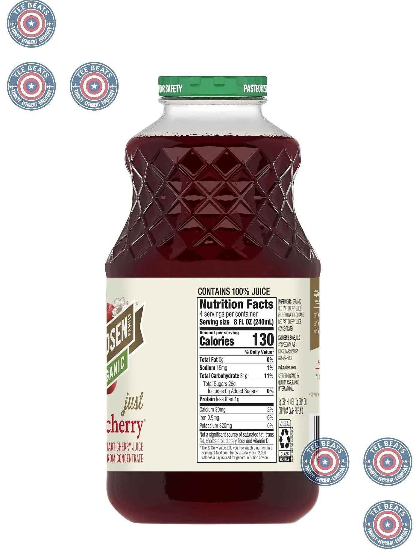R.W. Knudsen Family Just Tart Cherry Juice – Thoughtful Wellness Gift for Mom, 32 oz Glass Bottle