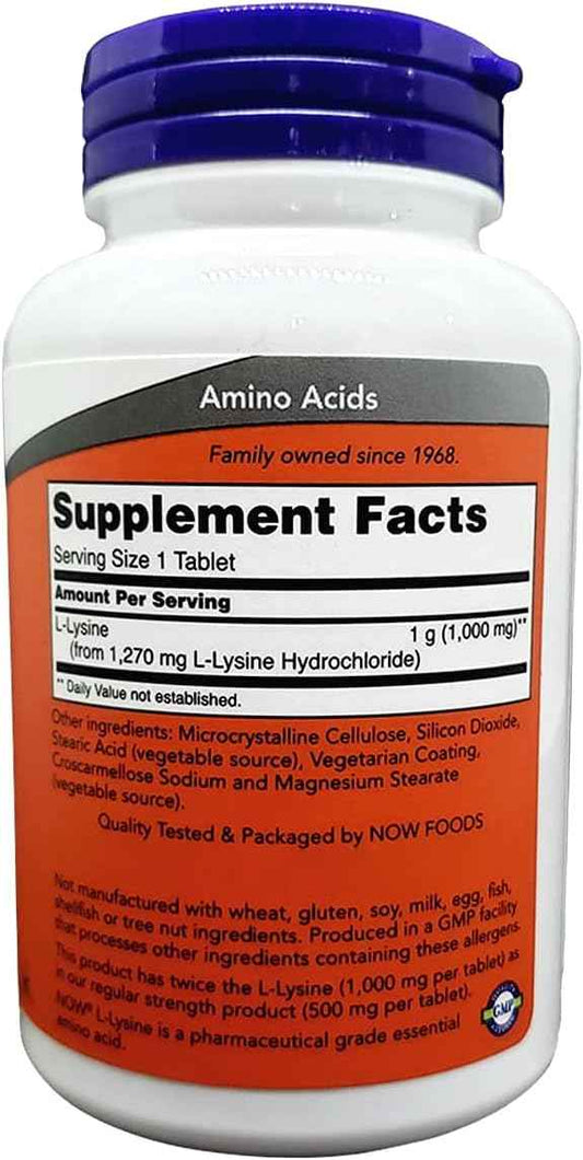 NOW Foods L-Lysine 1,000 mg – Single-Bottle Daily Essential for an Uncluttered Supplement Shelf