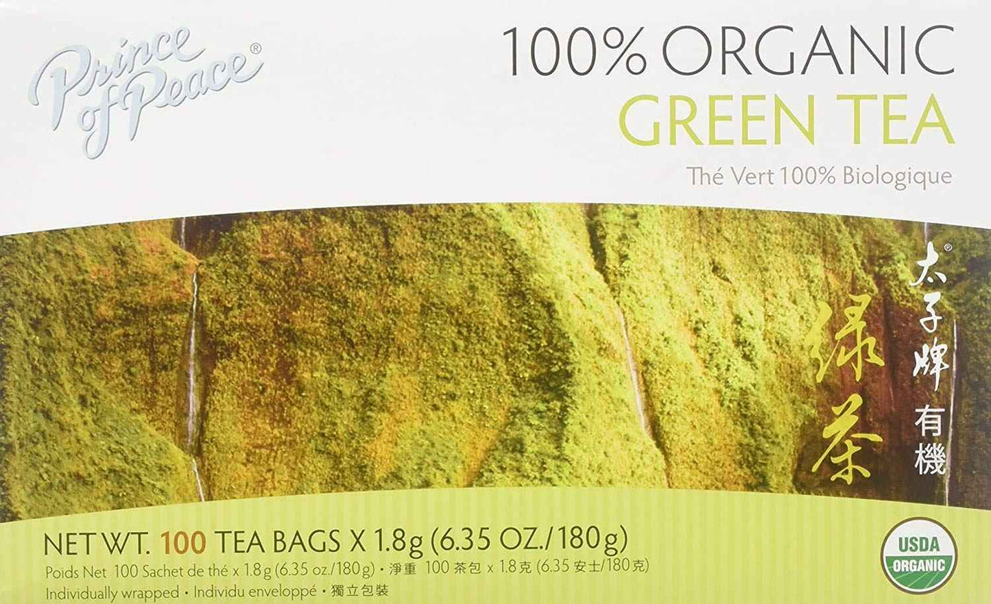 Prince of Peace Organic Green Tea, 100 Tea Bags – Thoughtful Wellness Gift for Mom on Her Birthday or Mother's Day