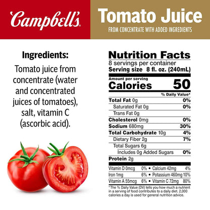 Campbell's 100% Tomato Juice – Ready-Made Sauce Starter for Busy Professionals Cooking After Work