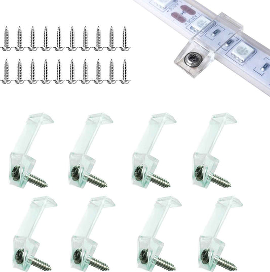 ATB Weatherproof LED Strip Light Clips for Camping Trailers and Patio Cover Installations, Clear 10mm/12mm Mounting Bracket Pack of 100