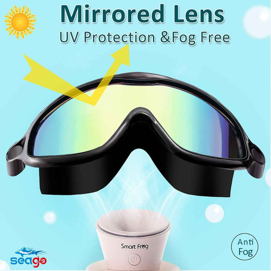 Seago Swim Goggles 2 Pack – UV400 Anti-Fog Kids Swimming Goggles with Wide View Lenses, Eye Protection for Pool and Beach
