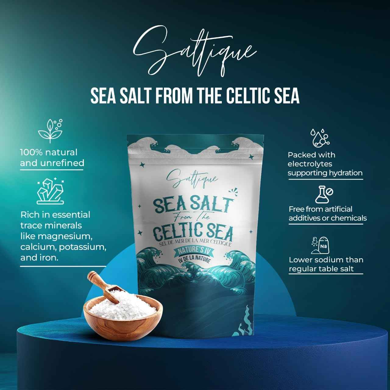 Celtic Sea Fine Mineral Salt – Nightly Bath Soak for Skin & Stress Relief, Mindful Self-Care Ritual