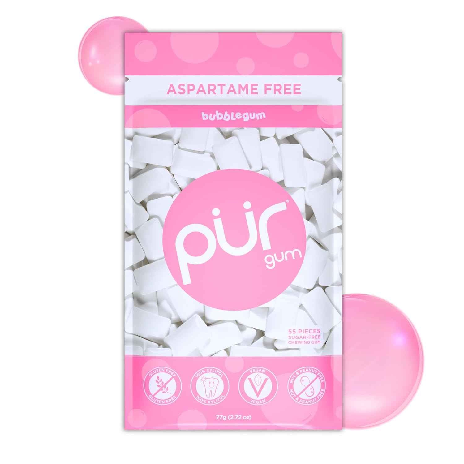 PUR Gum Aspartame Free 100% Xylitol Spearmint Chewing Gum for Intentional Clean Living and Clutter Free Pantry Storage
