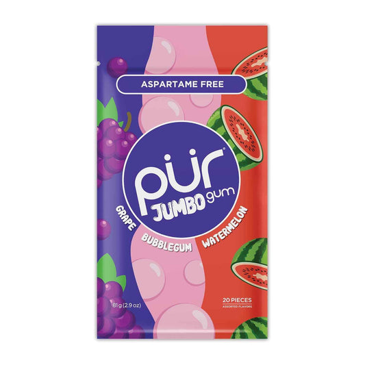 PUR Jumbo Gum | Stocking Stuffer & Easter Basket Gift for Health-Conscious Adults | Pack of 3 Xylitol Gum