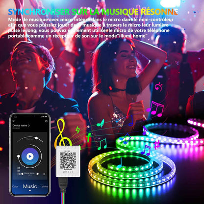 Nexillumi 100ft Music Sync LED Strip Lights – Child Friendly Color Changing Bedroom Lighting for Kids and Teens
