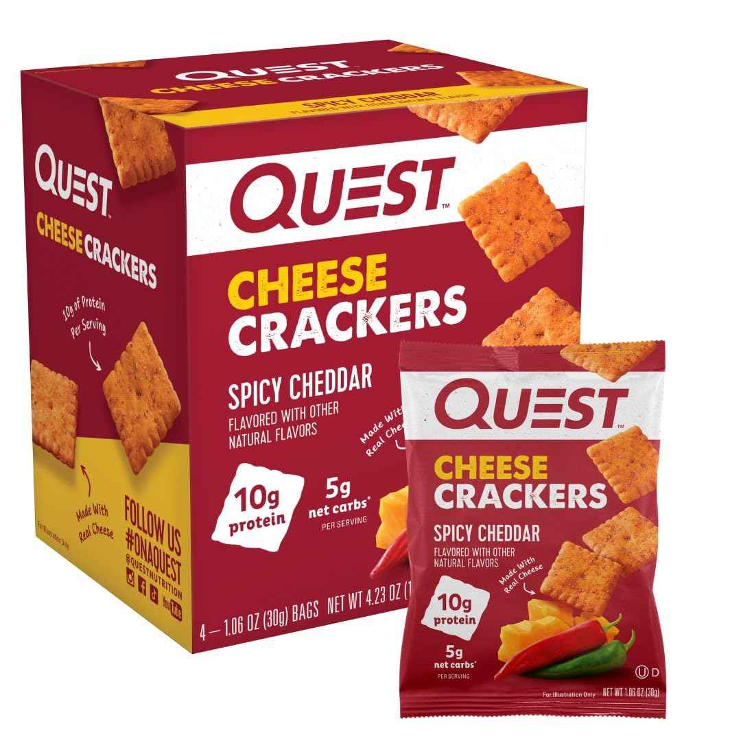 Quest Nutrition Cheese Crackers – Keto-Friendly Crunch for Wellness Routines, 10g Protein 4-Count