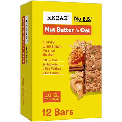 RXBAR Nut Butter and Oat Protein Bars – Quick Home Office Snack to Beat the 3PM Slump, Honey Cinnamon 12-Count Box
