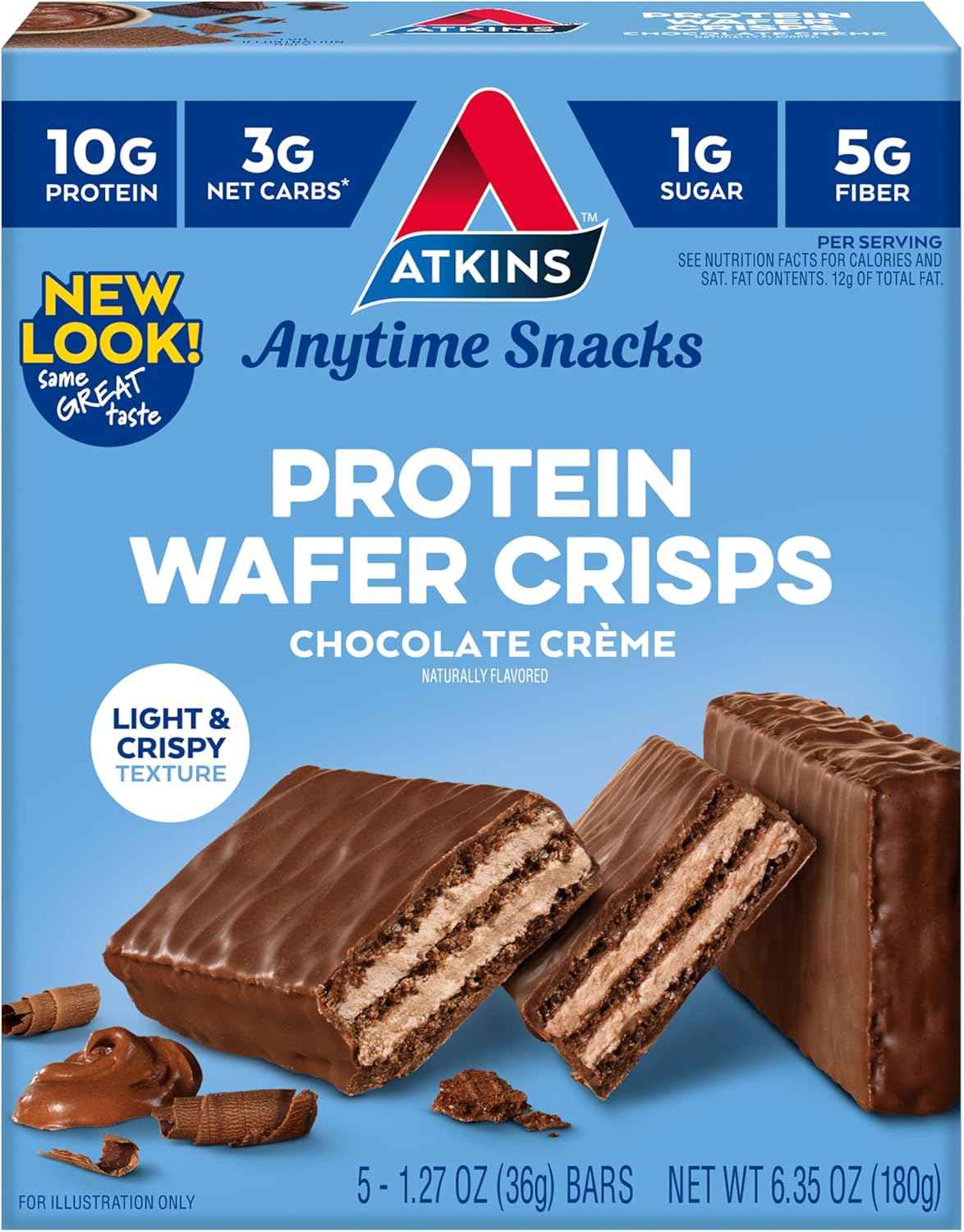 Atkins Chocolate Crème Protein Wafer Crisps – Thoughtful Care Package Gift for Keto Friends, Low-Carb Snack Box
