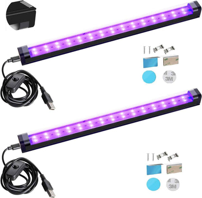 THLITURE Black Light Bar – Flameless UV Lighting Safe Around Kids, Pets, and Curtains, Cool-Touch 1ft LED 2 Pack