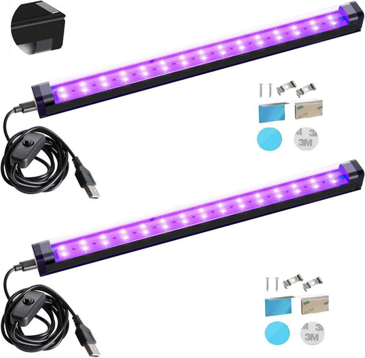 THLITURE Black Light Bar – Flameless UV Lighting Safe Around Kids, Pets, and Curtains, Cool-Touch 1ft LED 2 Pack
