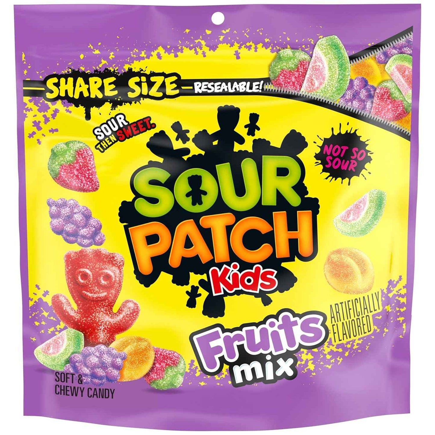 SOUR PATCH KIDS Fruits Mix Chewy Candy for Road Trips and Camping Snacks, Resealable Share Size 11.03 oz