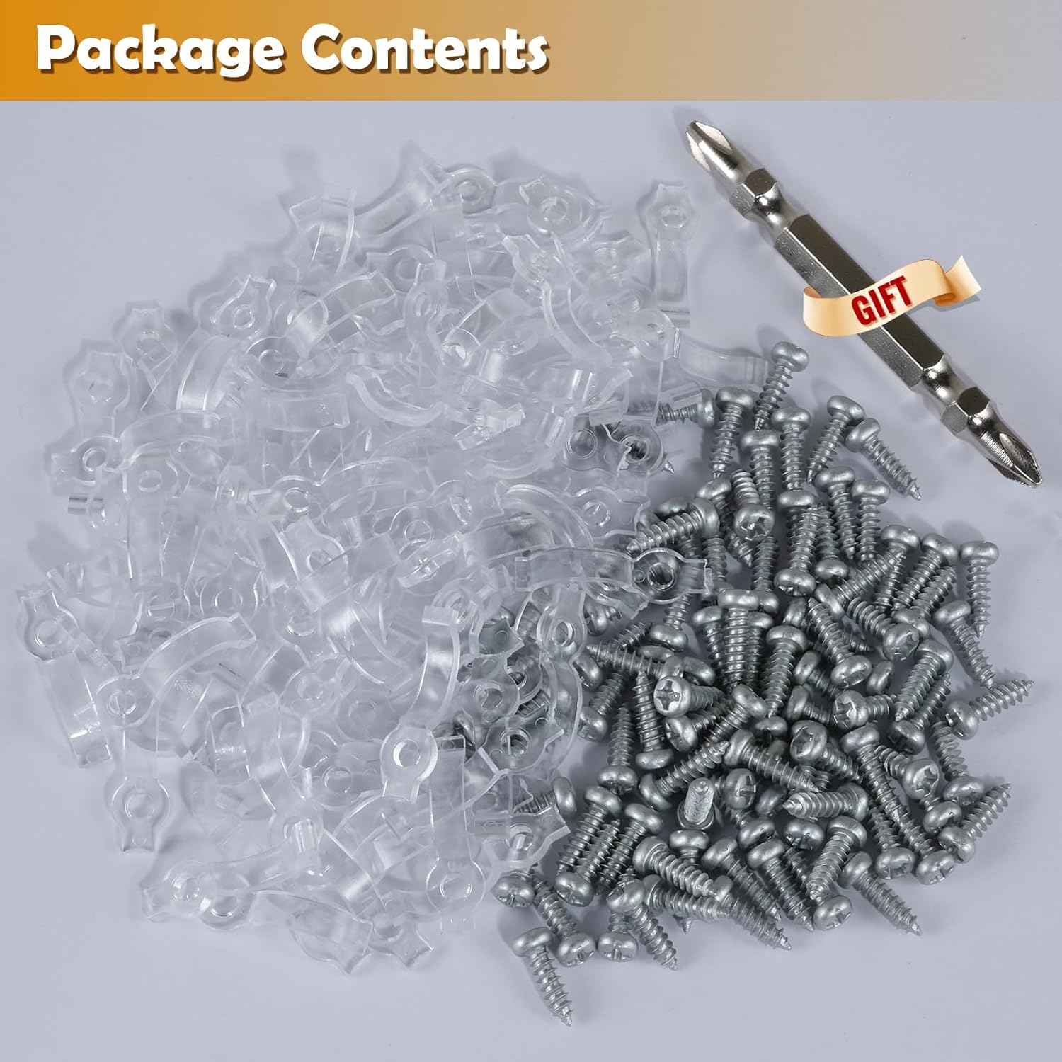 LuminEdge Strip Light Fixing Clips – Living Room Cove and Shelf LED Mounting Hardware, 100 Clear Brackets