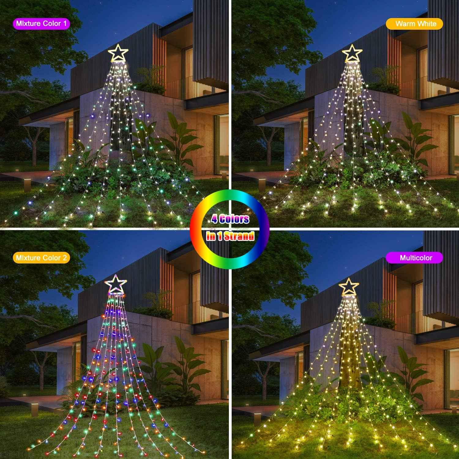 PUHONG 4-in-1 Color Changing Christmas Lights 320 LED – Thoughtful Holiday Gift for Hosts and New Homeowners with Star Shaped Design