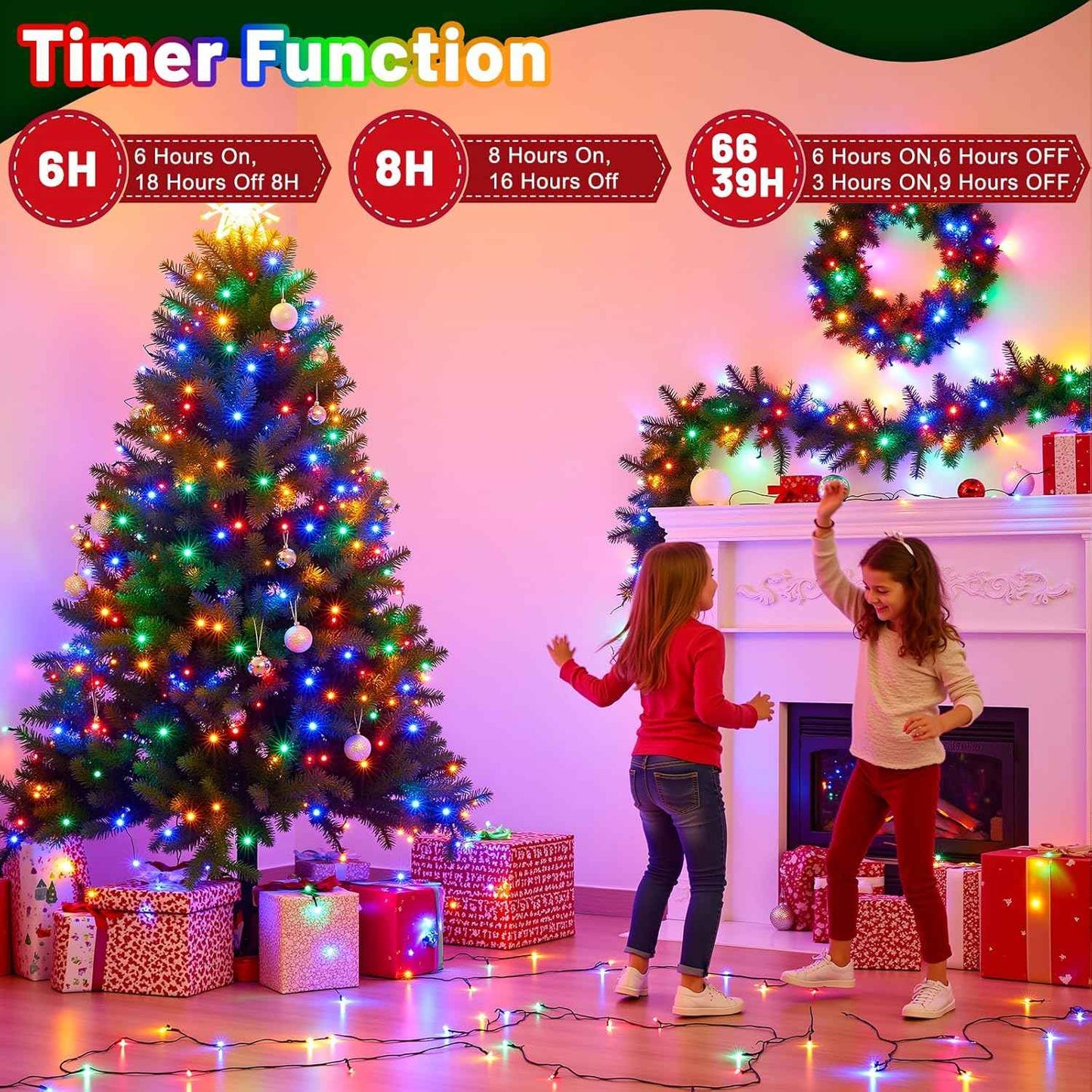 Lumify Home Kids Room String Lights 100FT – Child Safe Cool to Touch LED Lights with Timer Auto Shutoff for Nursery and Playroom