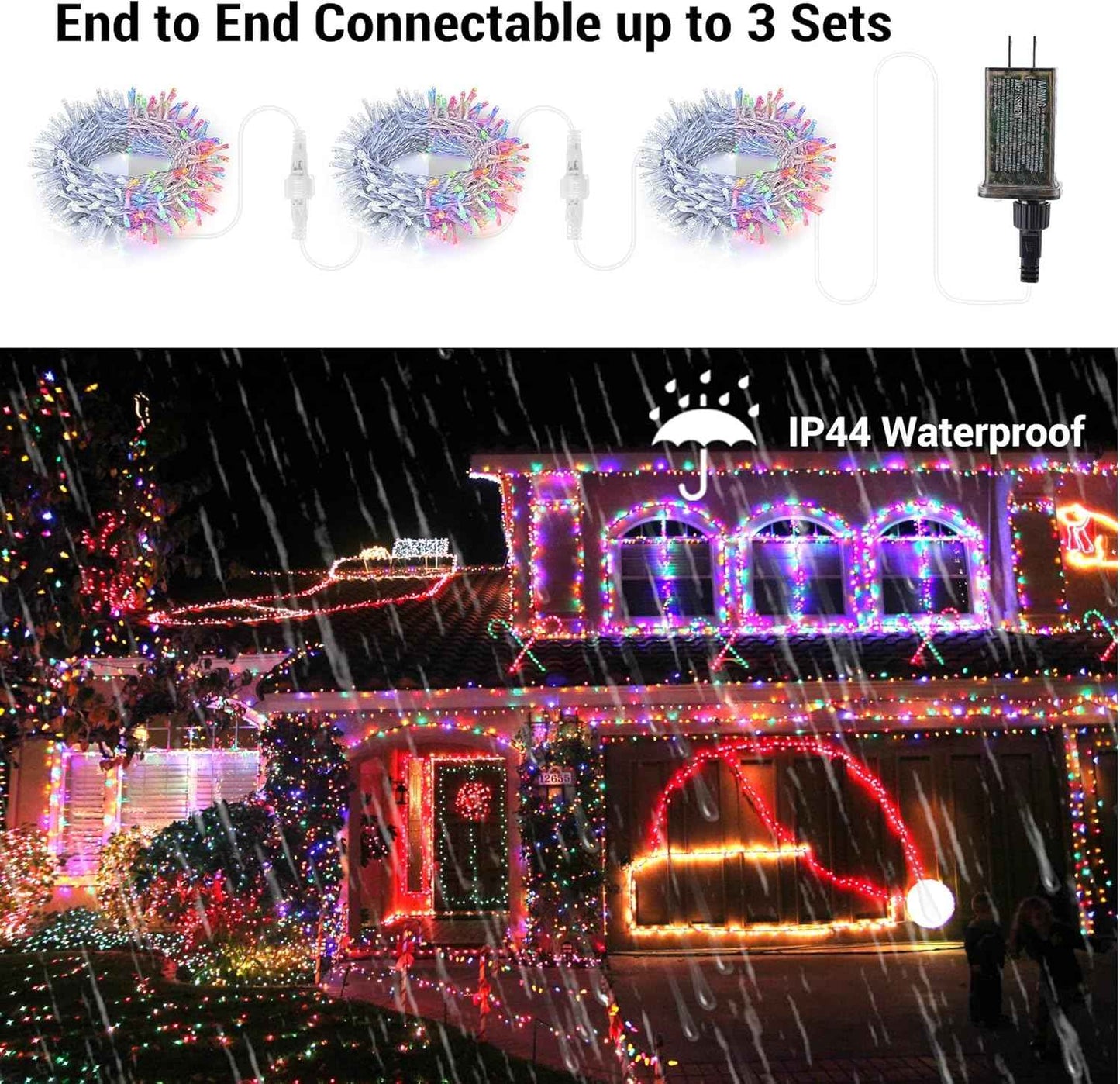 Brizled Dual Color Christmas Tree Lights – 200 LED Warm White and Multicolor String for Stylish Indoor Holiday Aesthetic