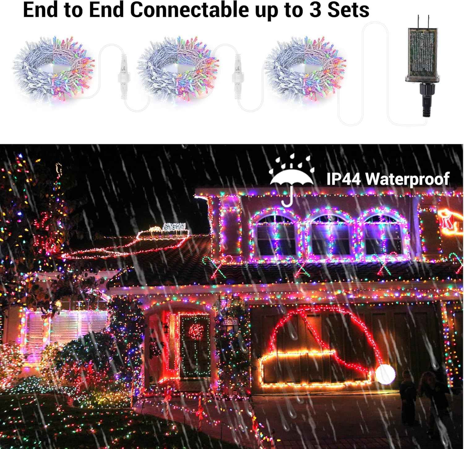 Brizled Dual Color Christmas Tree Lights – 200 LED Warm White and Multicolor String for Stylish Indoor Holiday Aesthetic