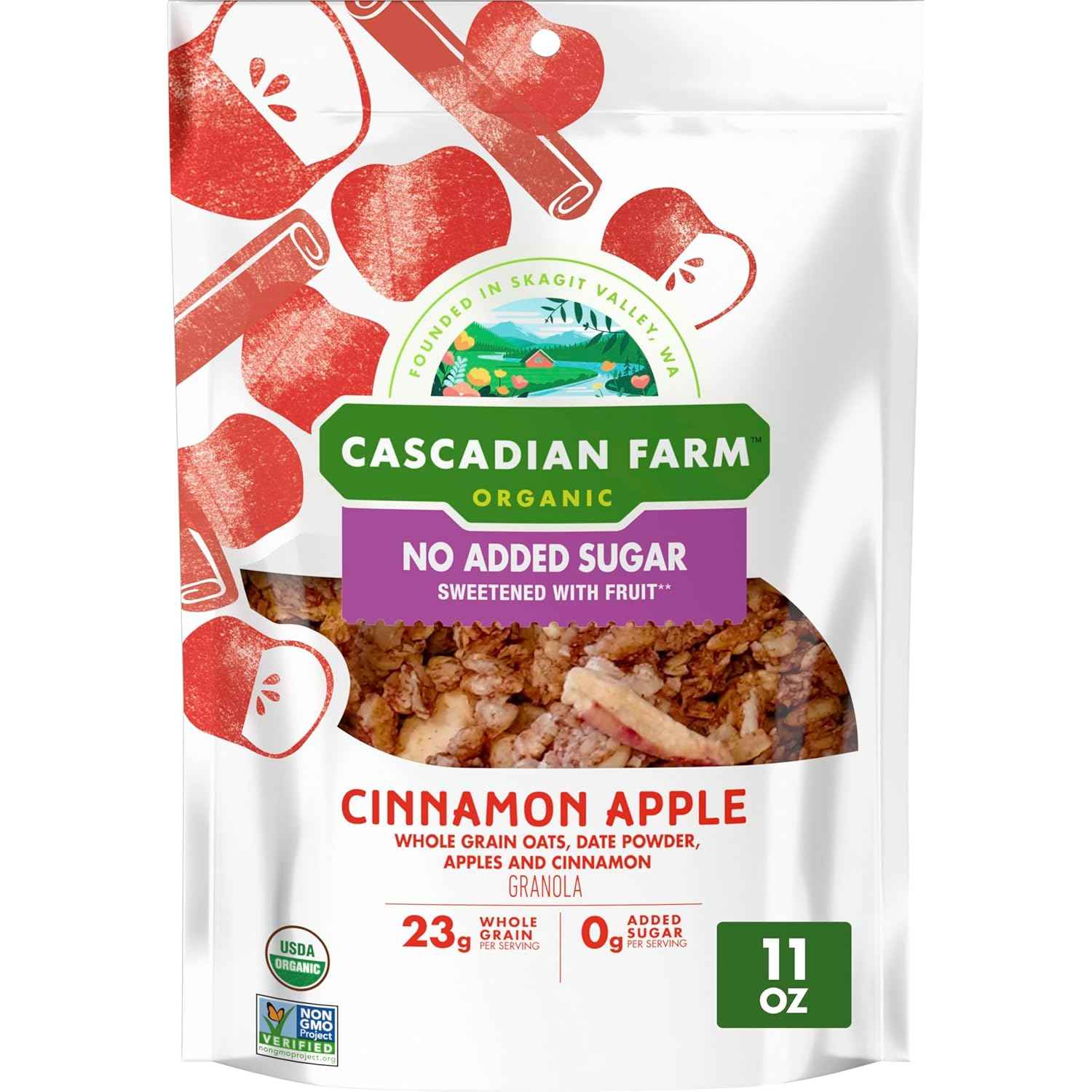 Cascadian Farm Organic Granola No Added Sugar, Blueberry Vanilla Kids Snack for After-School Bowls and Wholesome Breakfast Nooks