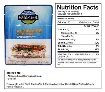 Wild Planet Wild Albacore Tuna – Low Mercury Snack for Pregnancy and Whole30 Meal Prep