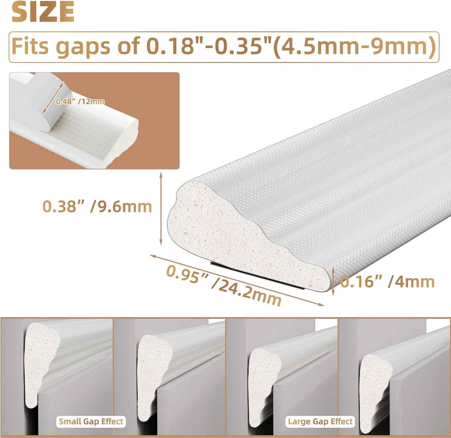 Holikin Wedge Foam Weather Stripping – Single Roll Door and Window Seal, Neutral White Tape for an Uncluttered Frame Line