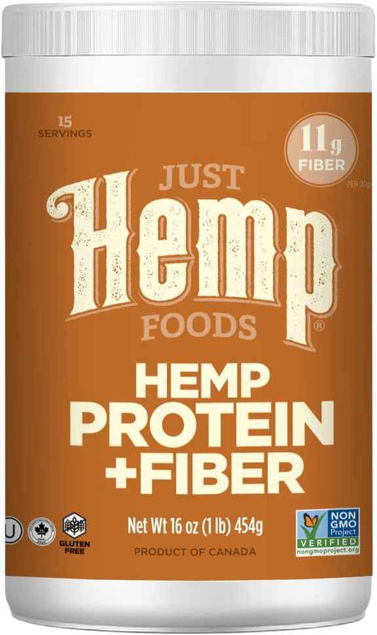 Just Hemp Foods Hemp Protein Powder Plus Fiber – Daily Plant Protein for Morning Self-Care Routines, 16 oz