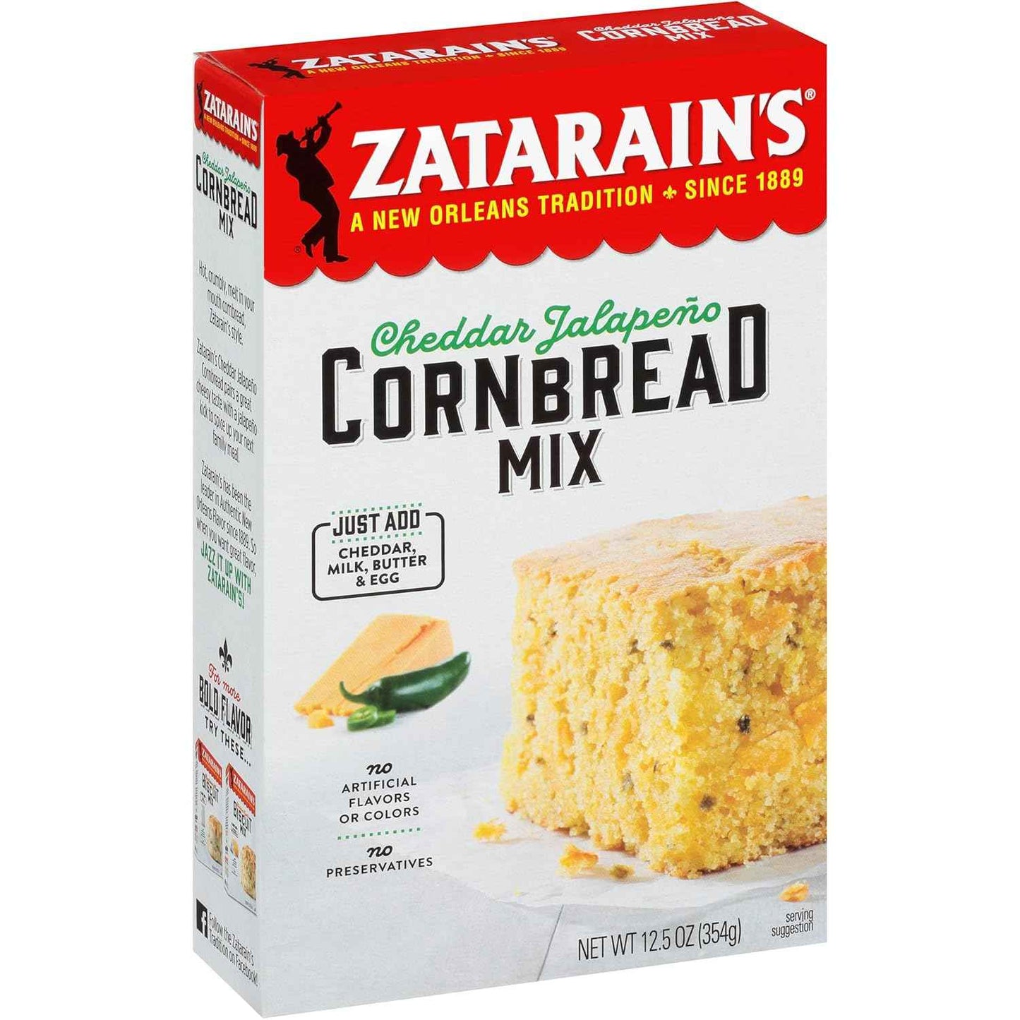 Zatarain's Cheddar Jalapeño Cornbread Mix – Fast Family Dinner Shortcut for the Family Kitchen, 12 Muffins or 8-Inch Pan