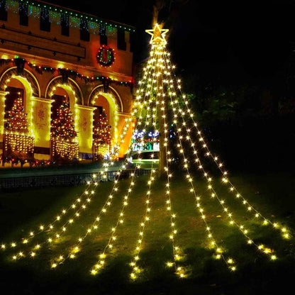DANLI Christmas Star Lights — Ready-to-Give Holiday Gift for Neighbors and Friends, 320 LED Waterproof Outdoor Star with Timer
