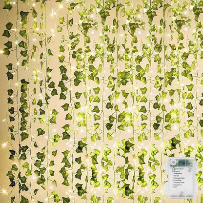 KASZOO Waterproof Artificial Ivy Garland with LED Lights – 84ft Outdoor Greenery for Patio and Garden Trellis