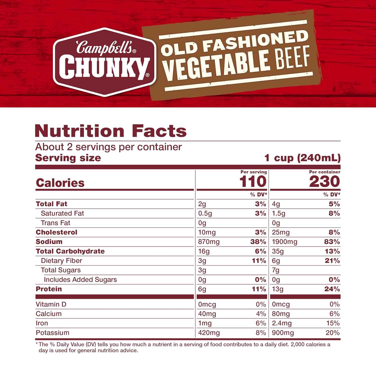 Campbell's Chunky Vegetable Beef Soup, 18.8 Oz Can – Comforting Warm Bowl for Sick Days and Self-Care Rituals