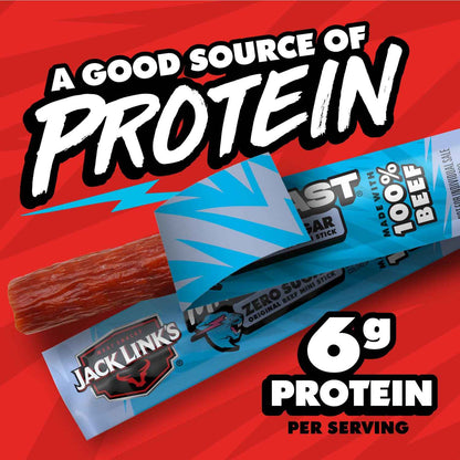 Jack Link's x MrBeast Zero Sugar Mini Beef Sticks – 6g Protein School Lunchbox Snack for Kids, 12 Individually Wrapped Sticks