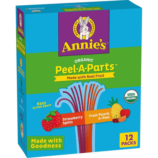 Annie's Organic Peel-A-Part Fruit Snacks — Clean Snack for Kids' Lunchboxes and Playdates, 12 Count