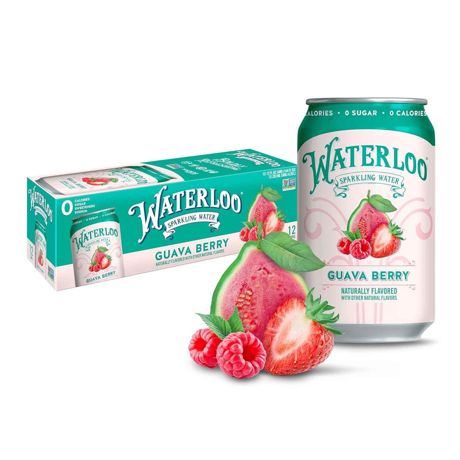 Waterloo Sparkling Water Guava Berry – Whole30 Approved Refreshment for Clean Eating Rituals