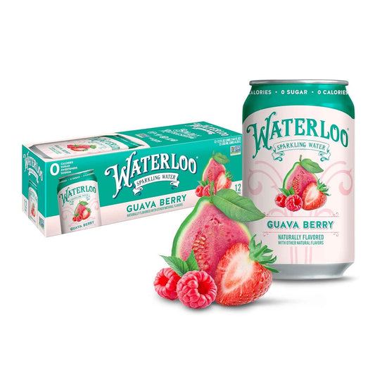 Waterloo Sparkling Water Guava Berry – Whole30 Approved Refreshment for Clean Eating Rituals