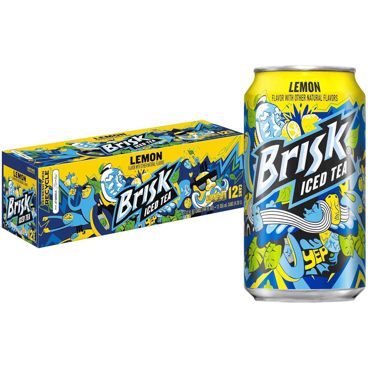 Brisk Iced Tea Lemon Flavor – Travel-Ready Cans for Picnics, Tailgates, and Patio Dining, 12 Pack