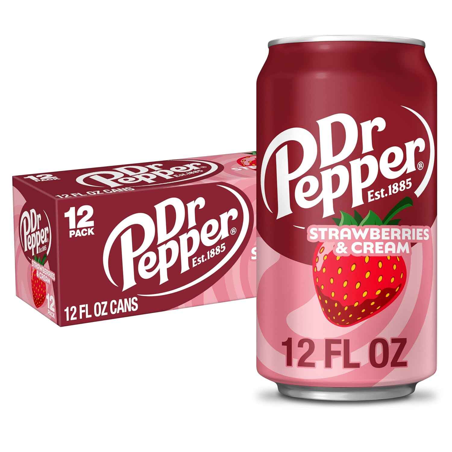 Dr Pepper Strawberries and Cream Zero Sugar 12-Pack – Guilt-Free Sweet Treat for Diet Days and Mindful Indulgence