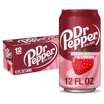 Dr Pepper Strawberries and Cream Zero Sugar 12-Pack – Guilt-Free Sweet Treat for Diet Days and Mindful Indulgence