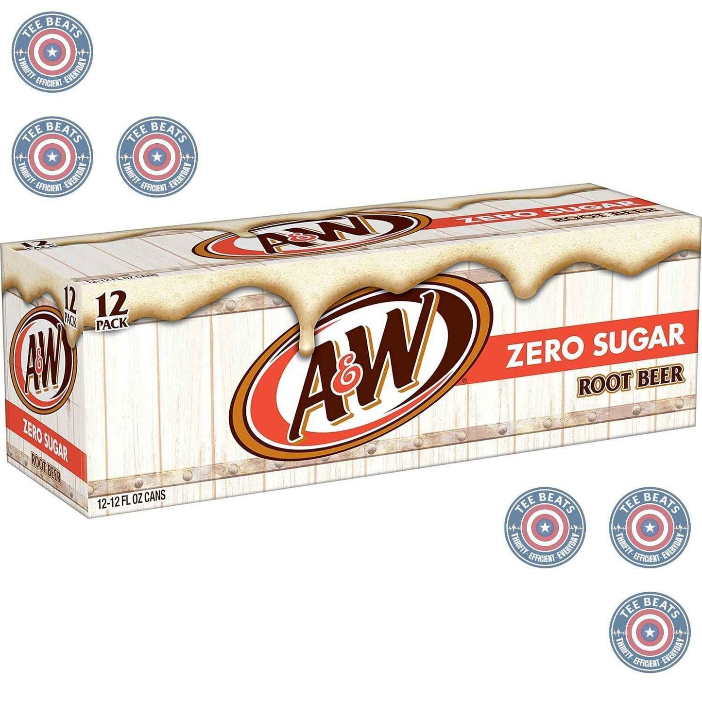 A&W Zero Sugar Root Beer Soda, 12 fl oz cans (12 pack) – Guilt-Free Root Beer for Mindful Snacking, Gym Fridge, and Self-Care Sundays