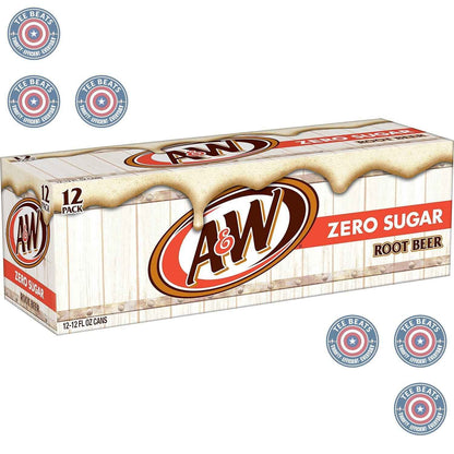 A&W Zero Sugar Root Beer Soda, 12 fl oz cans (12 pack) – Guilt-Free Root Beer for Mindful Snacking, Gym Fridge, and Self-Care Sundays