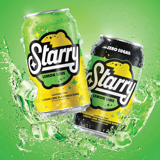 Starry Lemon Lime Soda – Zero-Sugar Caffeine-Free Soda for Calorie-Conscious and Diabetic-Friendly Diets, 12 Fl Oz Cans (Pack of 12)