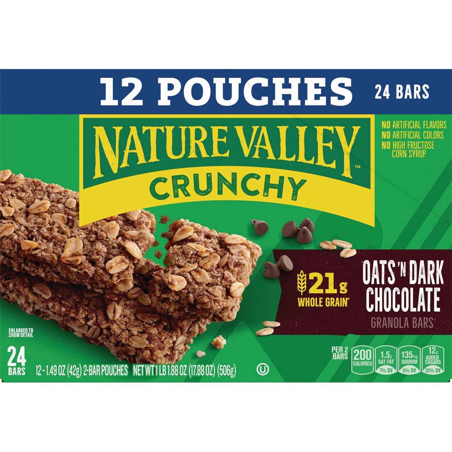 Nature Valley Crunchy Granola Bars, Oats 'n Dark Chocolate – Whole Grain Clean Label Snack for Mindful Eating