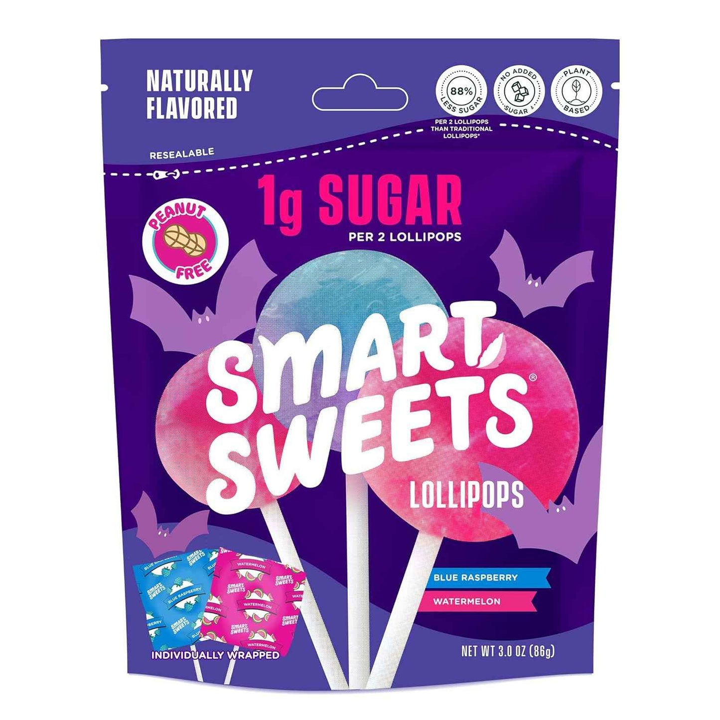 SmartSweets Halloween Lollipops – Clean Label Office Snack, Stevia Sweetened Plant Based Candy